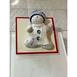 Handmade Snowman With Scarf Christmas Brooch Pin With Knitted Hat Holiday